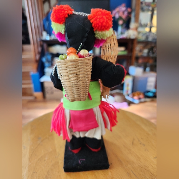 RARE VINTAGE Thai Chiangmai Akha Tribal Ethnic 8” Handmade Doll On Stnd w/friend - Picture 4 of 13